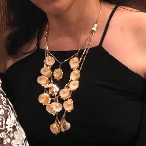 Necklace ( Golden metal & Pink plastic ) Like New